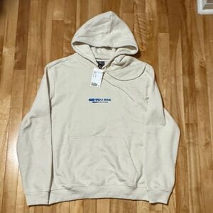 H&M Cream Hoodie with Blue Text